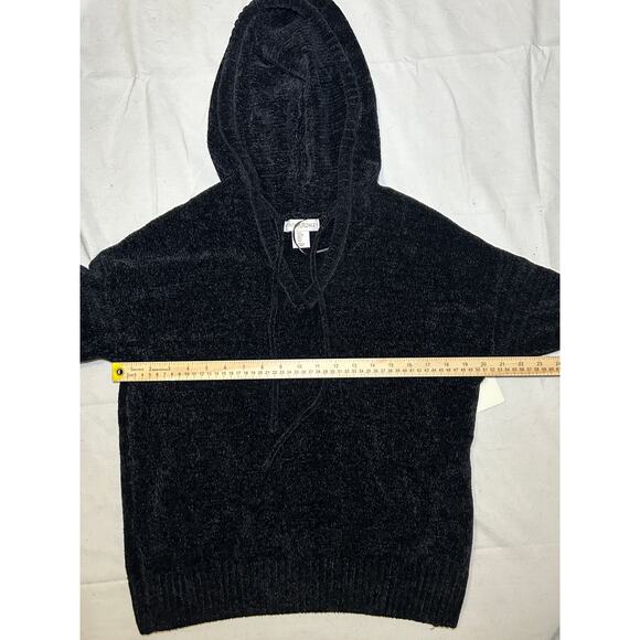 Cynthia Rowley NWT Knit Pullover Hoodie Size Small Black Drawstring - Picture 7 of 9